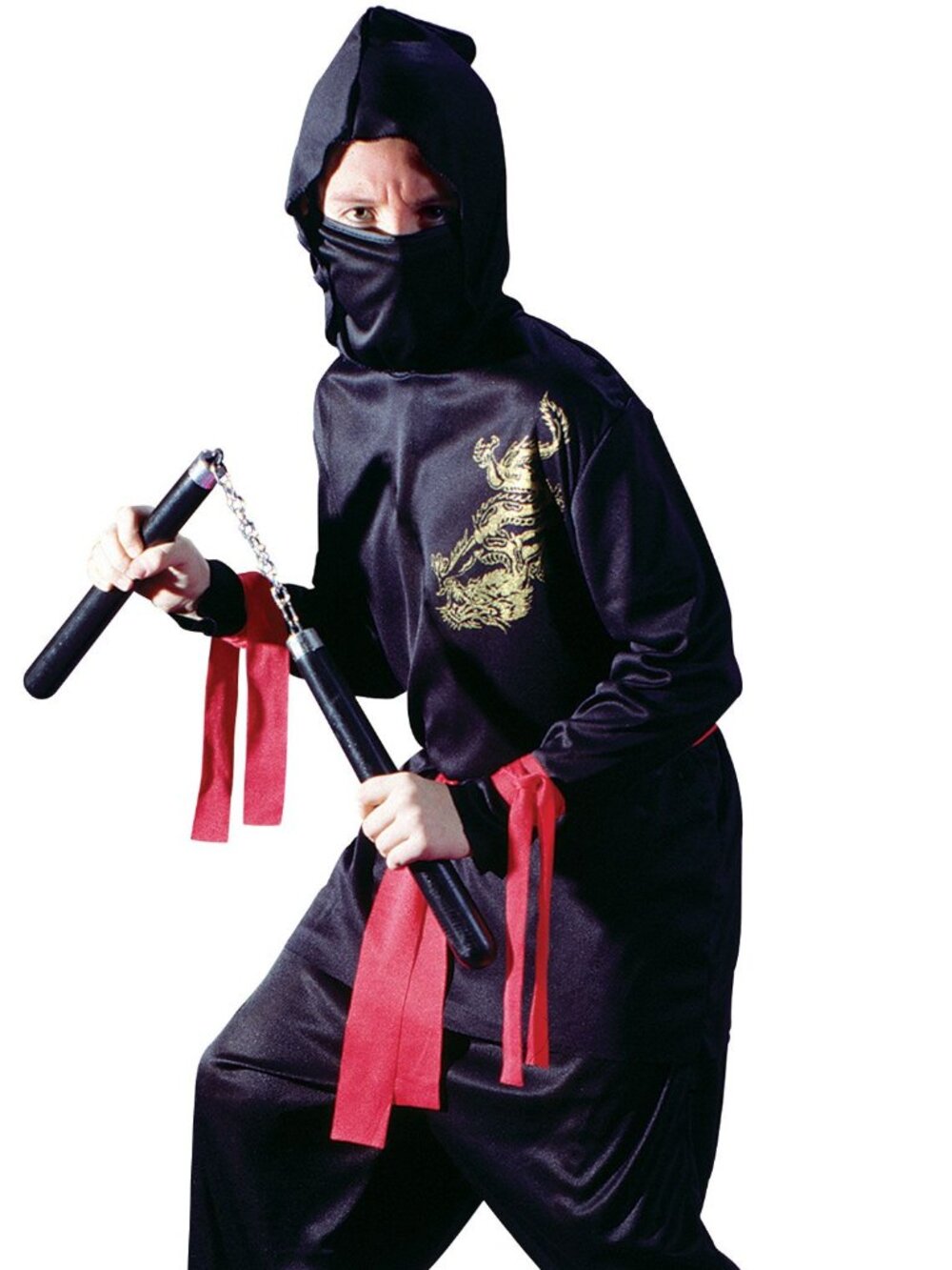 Fun World Black Ninja Kids Costume S M L Halloween Dragon - Picture 2 of 8